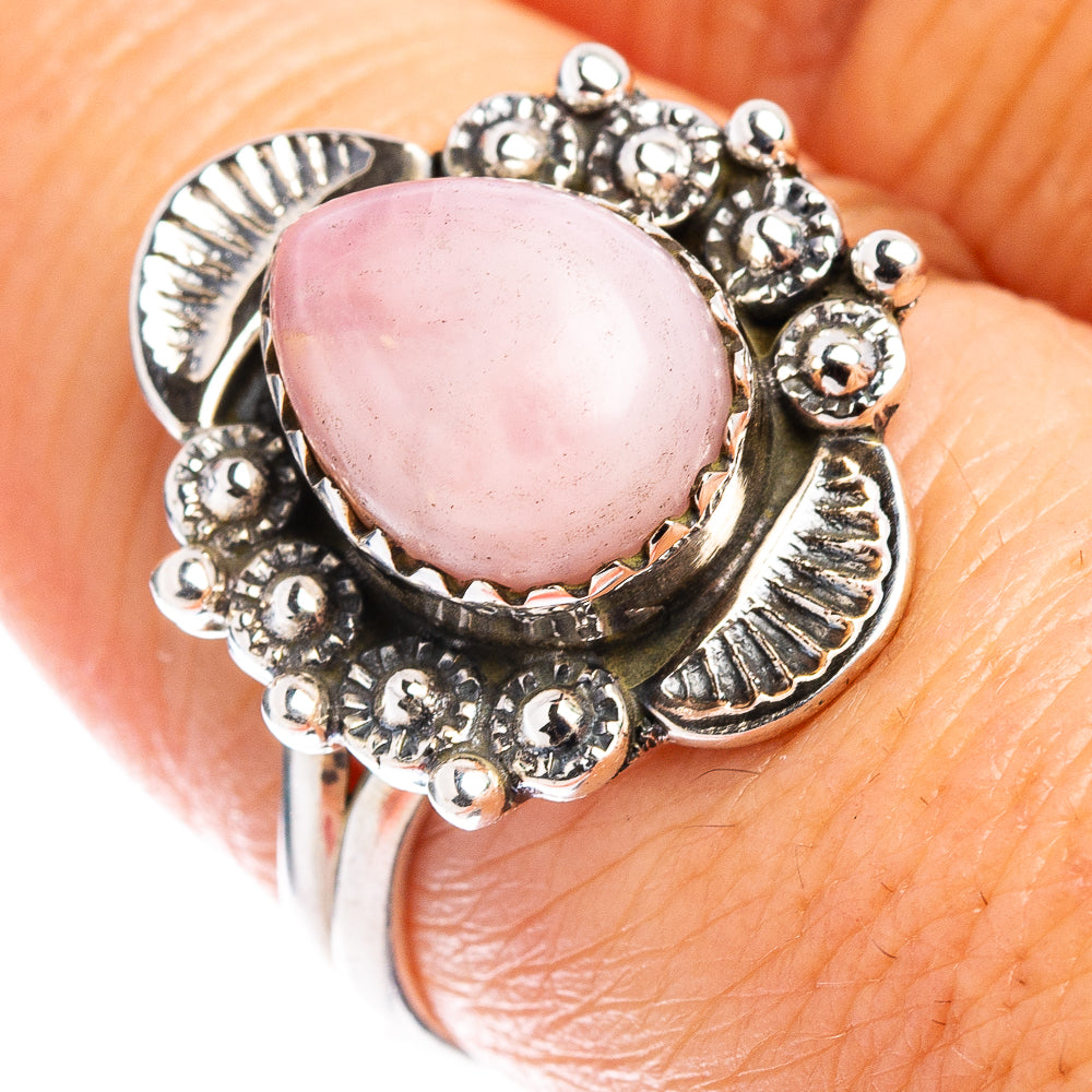 Pink Opal Native Style Ring Size 7.75 (.925 Sterling Silver)