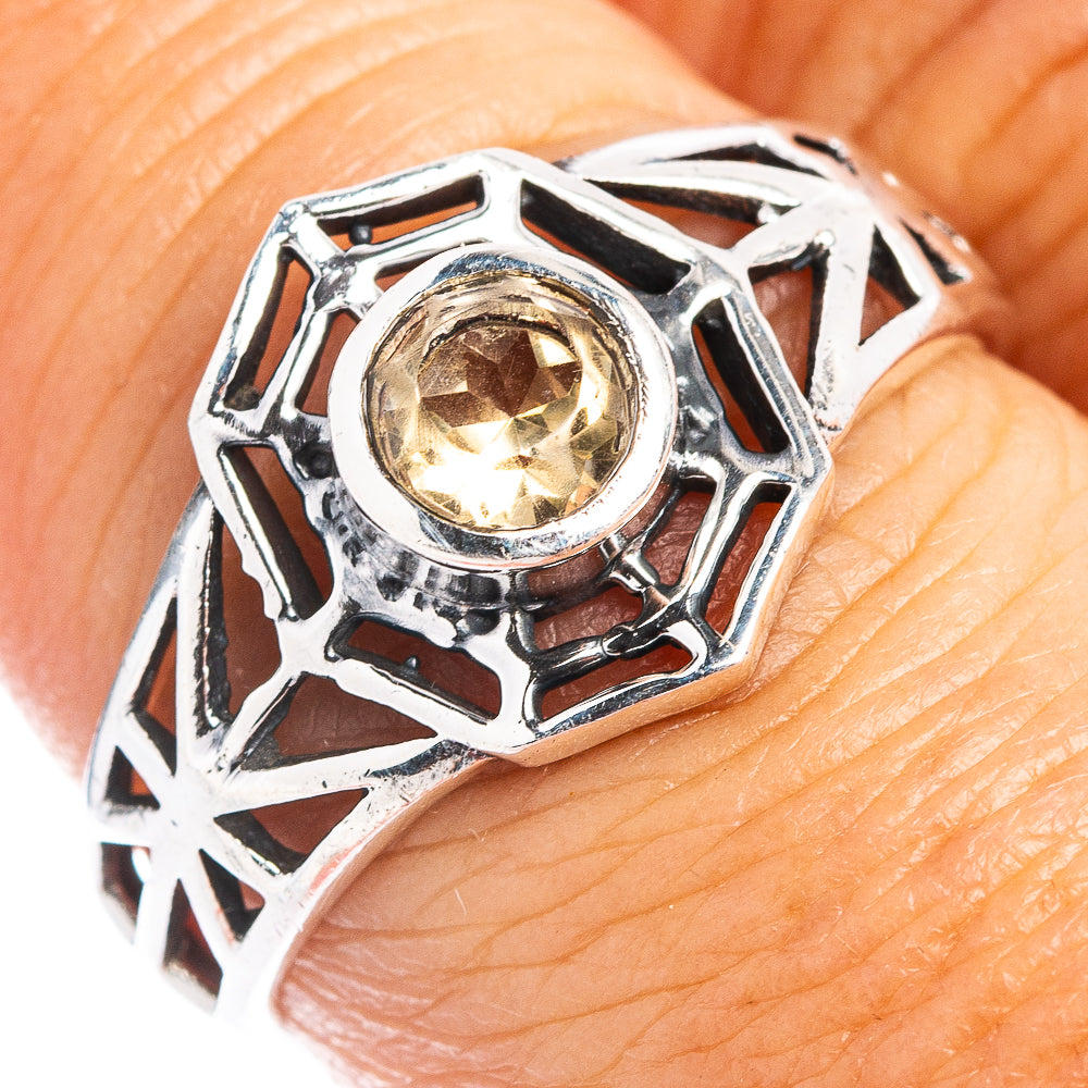 Citrine Web Dainty Ring Size 8 (.925 Sterling Silver)