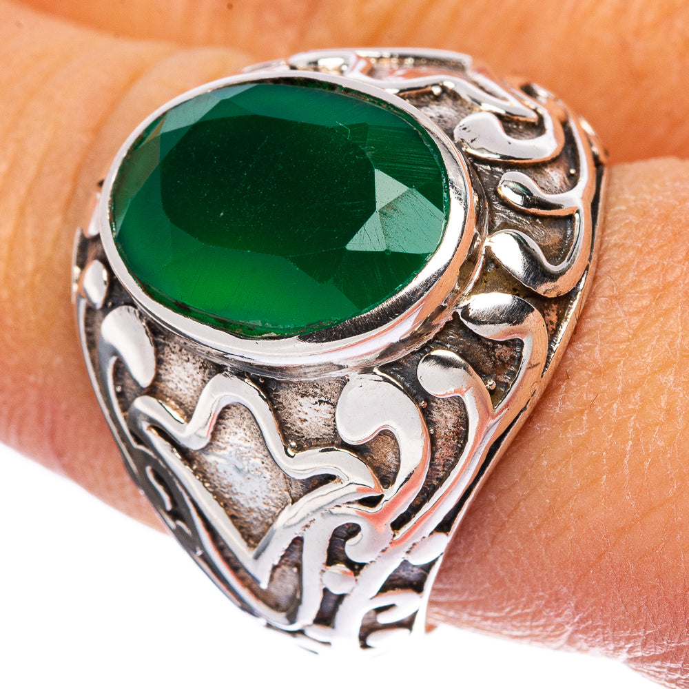 Large Green Onyx Ring Size 9 (925 Sterling Silver) R146240