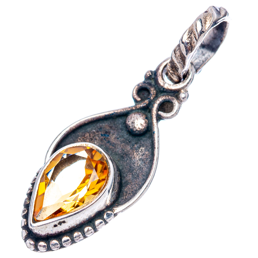 Dainty Citrine Pendant 1 1/8" (.925 Sterling Silver)