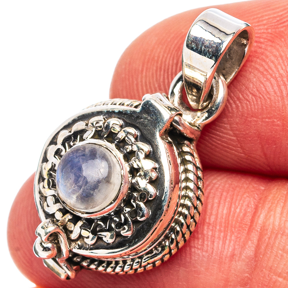 Rainbow Moonstone Poison Pendant 1 1/8" (.925 Sterling Silver)
