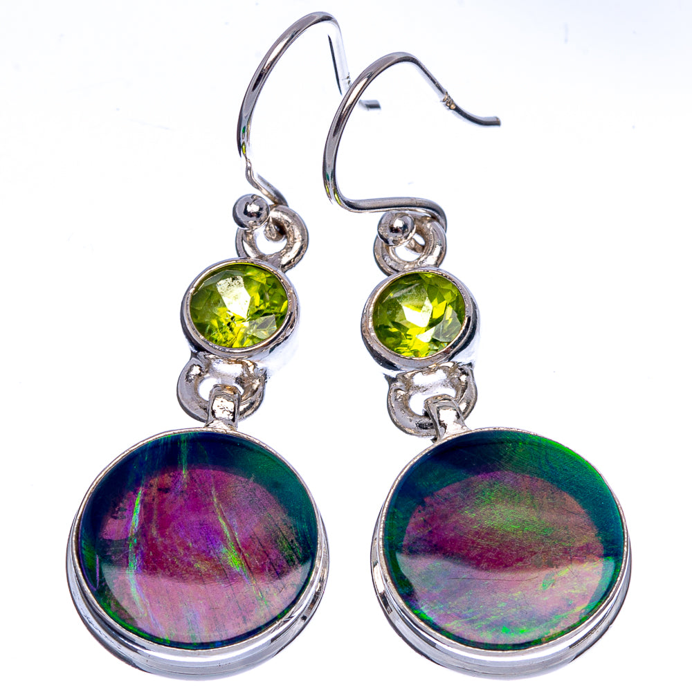 Aura Opal, Peridot Earrings 1 1/2" (925 Sterling Silver) E433283