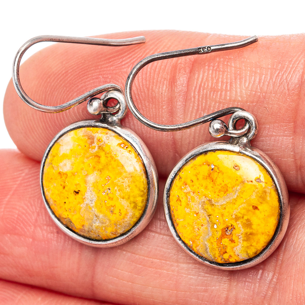 Bumblebee Jasper Earrings 1 1/8" (.925 Sterling Silver)