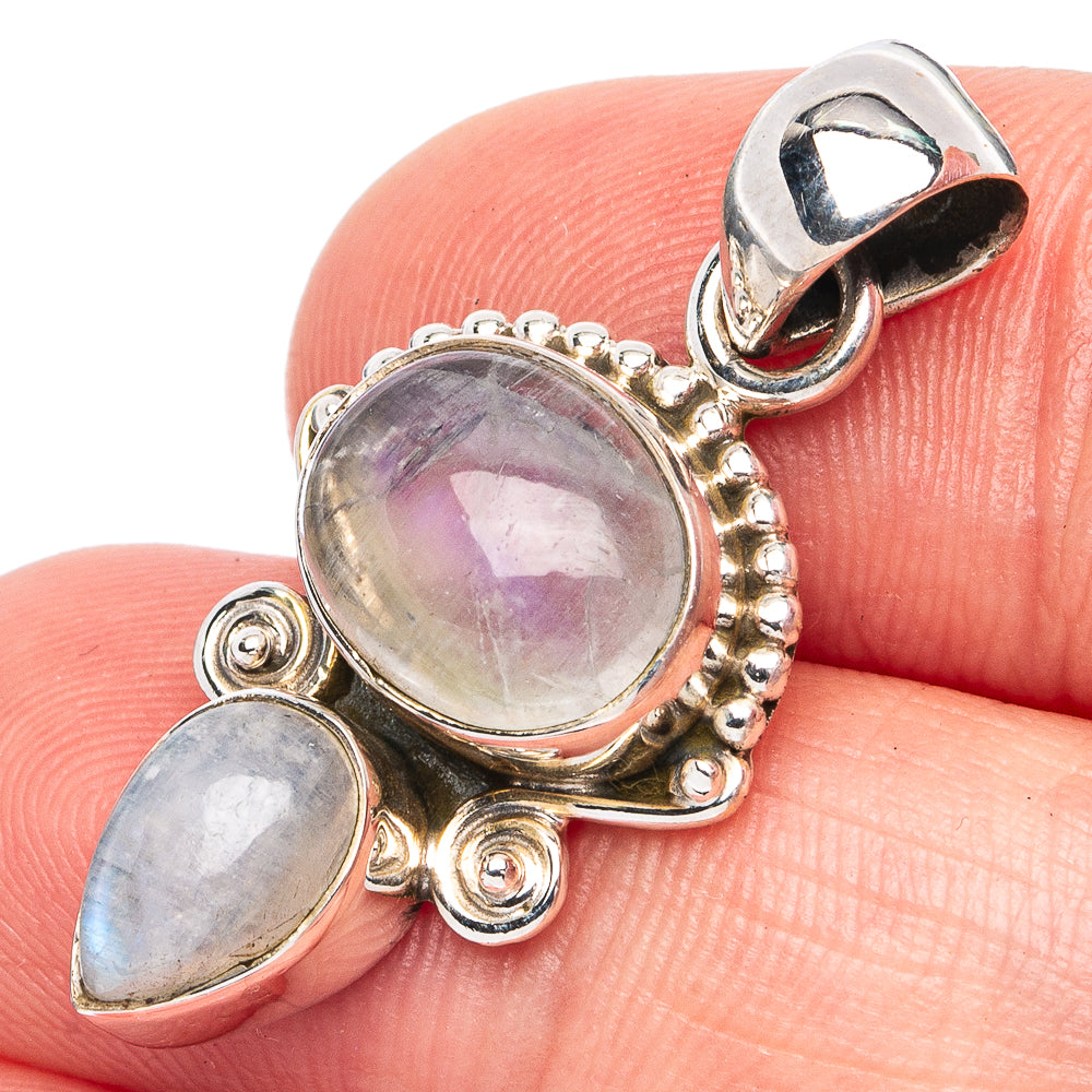 Dainty Rainbow Moonstone Pendant 1 1/4" (925 Sterling Silver) P45338