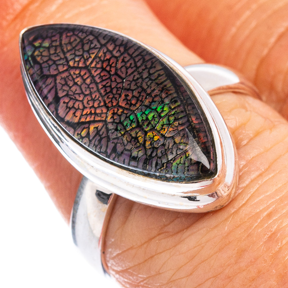 Rare Leaf Aurora Opal Ring Size 7 (.925 Sterling Silver)