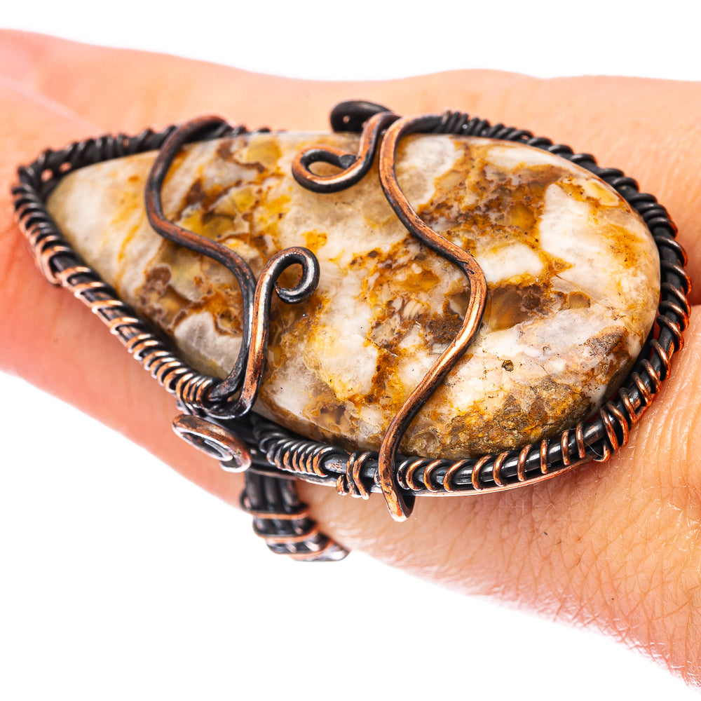 Hungarian Agate Wire Wrap Ring Size 7 (Oxidized Copper)