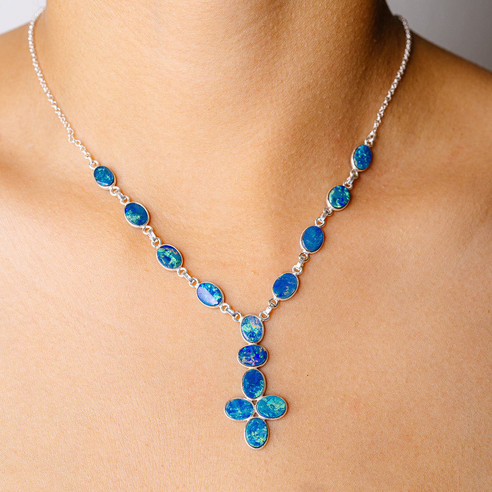 Doublet Opal Necklace 14.875" (925 Sterling Silver) N90246