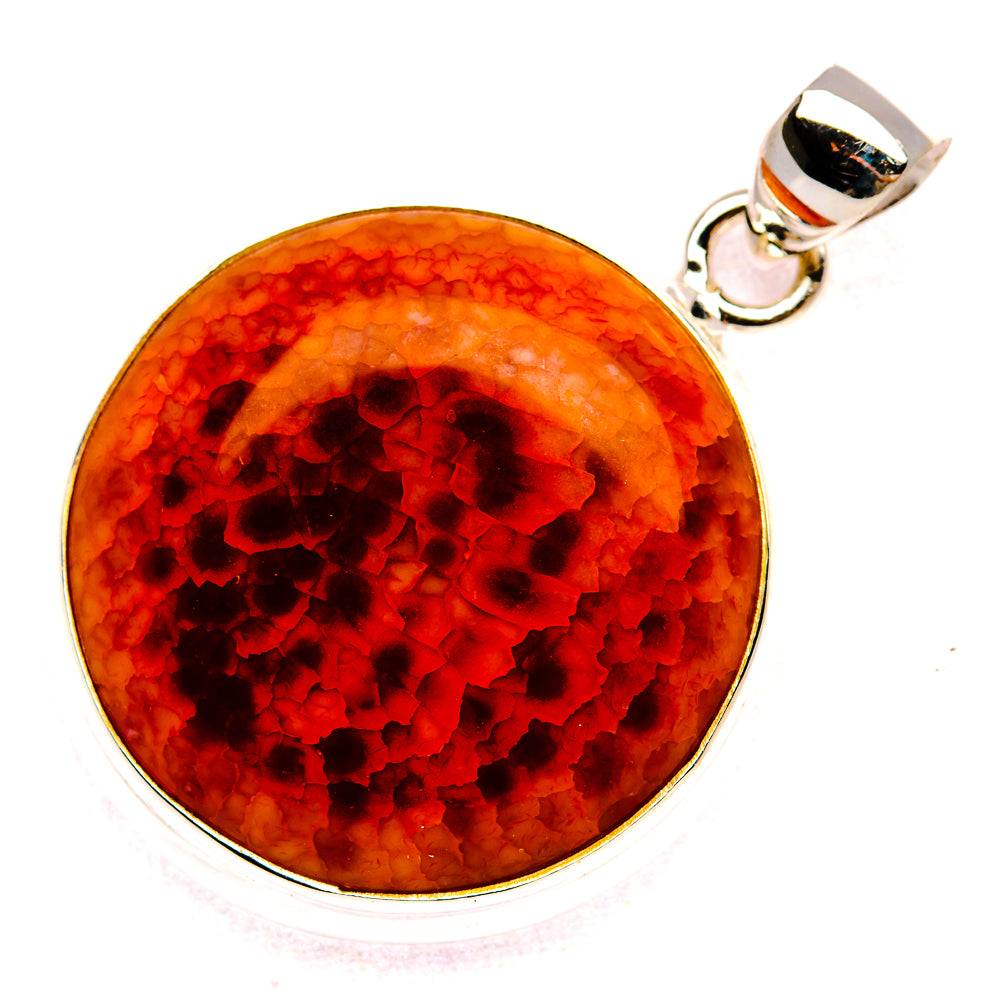 Fire Crab Agate Pendant 1 1/2" (925 Sterling Silver) PD37946
