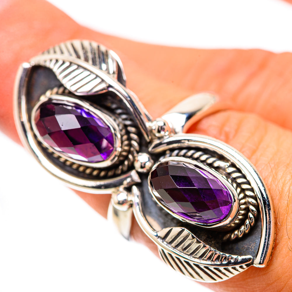 Large Faceted Amethyst Ring Size 7.25 (925 Sterling Silver) RING139107