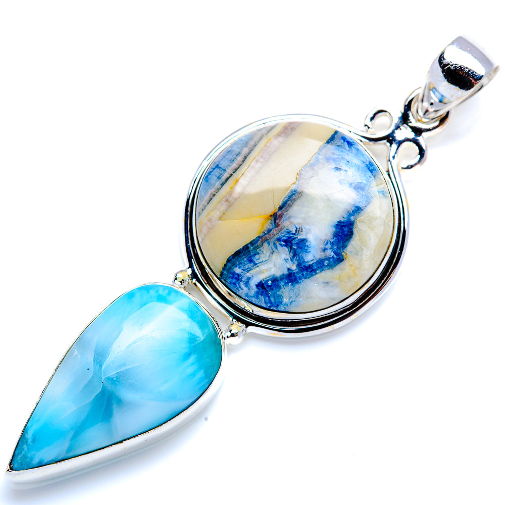 Blue Scheelite, Larimar 925 Sterling Silver Pendant 2 1/2" (925 Sterling Silver) PD38320