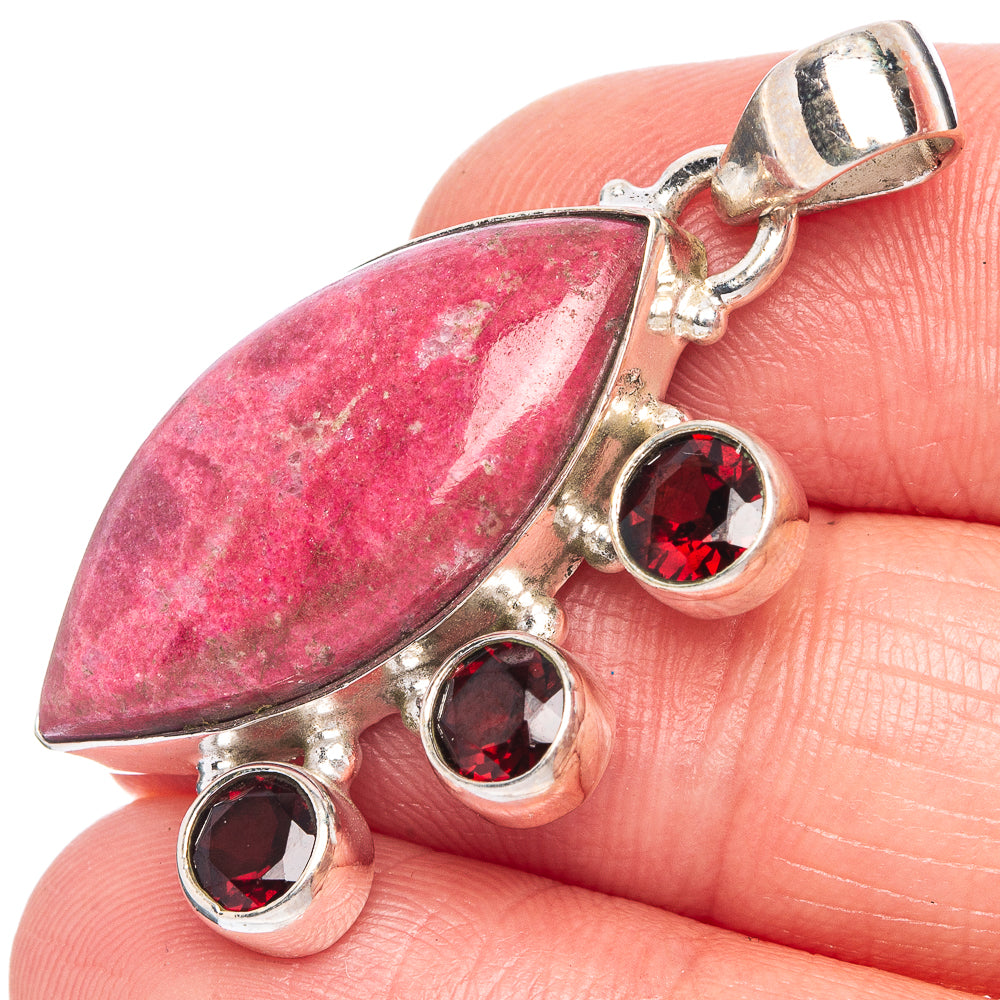 Thulite, Garnet Pendant 1 1/2" (925 Sterling Silver) P40220