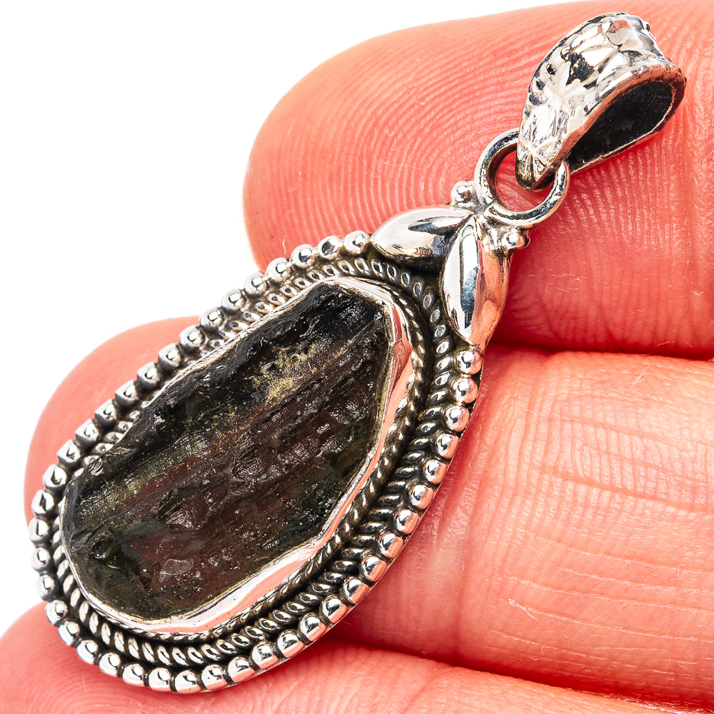 Rare Moldavite Pendant 1 1/2" (.925 Sterling Silver)