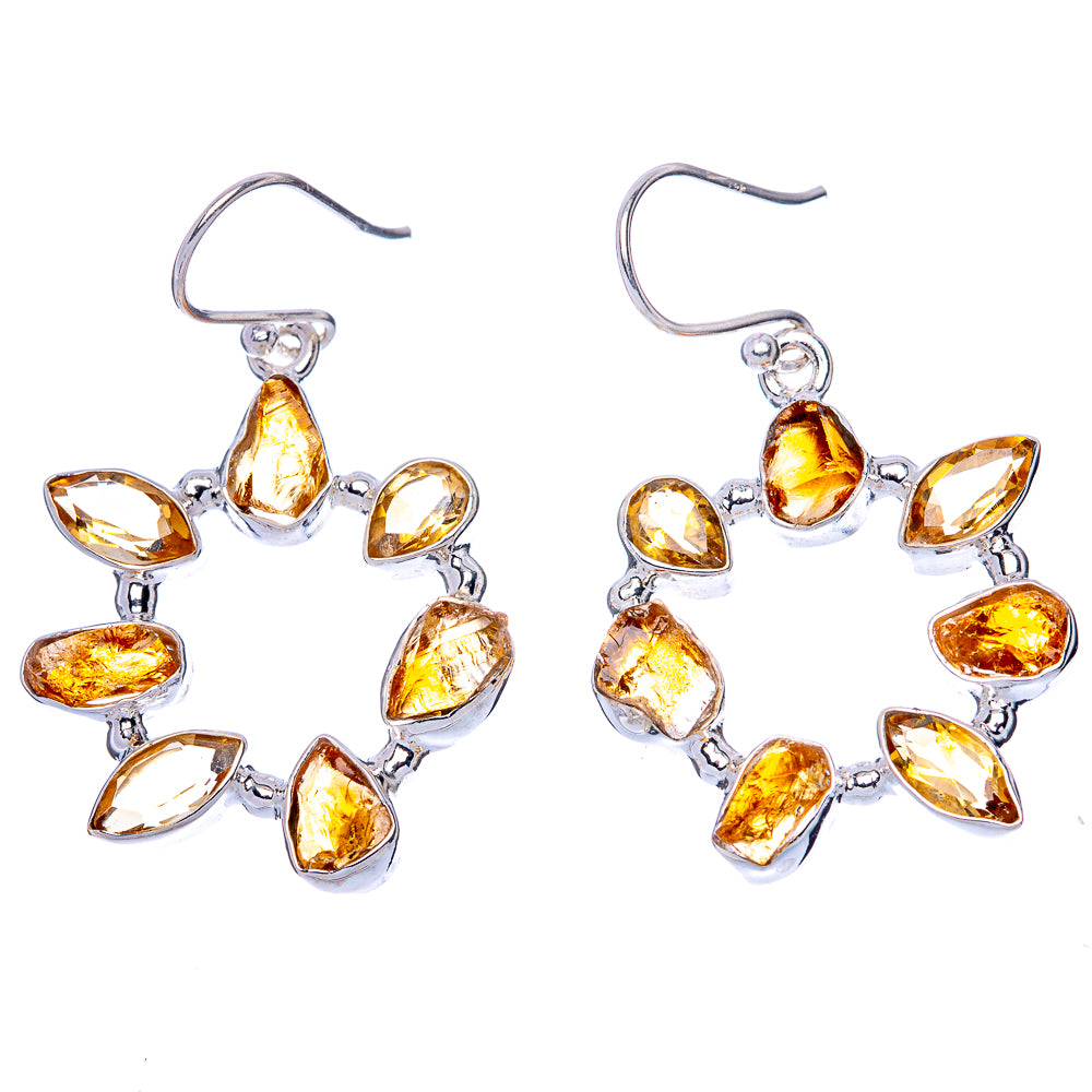 Premium Rough Citrine 925 Sterling Silver Earrings 1 5/8" (925 Sterling Silver) E1214