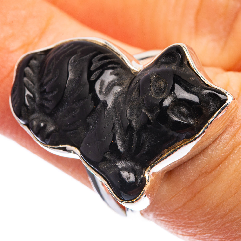 Black Onyx Cat Ring Size 6 (925 Sterling Silver) R142937