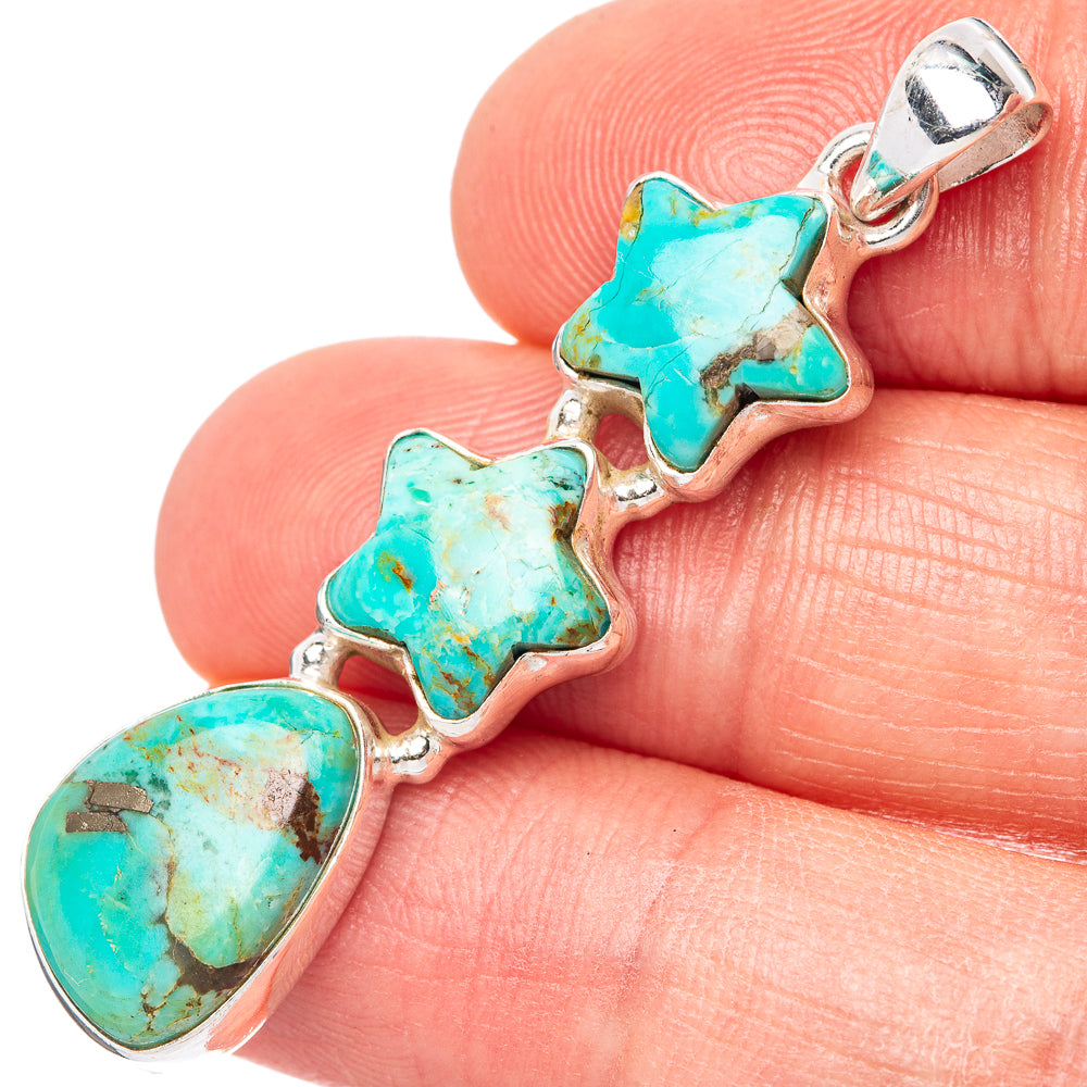 Kingman Turquoise Star Pendant 1 7/8" (925 Sterling Silver) P42780