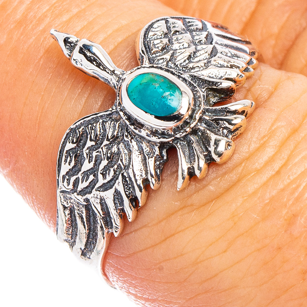 Arizona Turquoise Native Style Goose Ring Size 7.5 (.925 Sterling Silver)