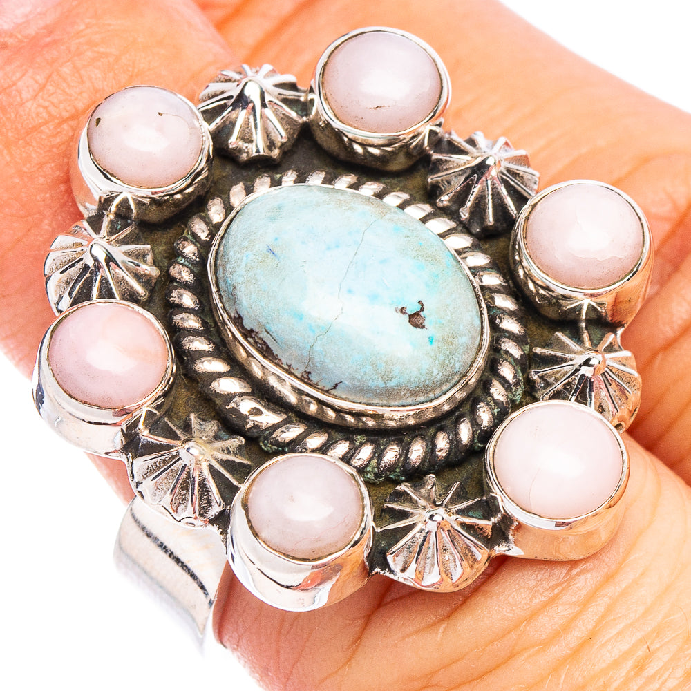 Golden Hills Turquoise Native Style, Pink Opal Ring Size 6 Adjustable (.925 Sterling Silver) Exclusive