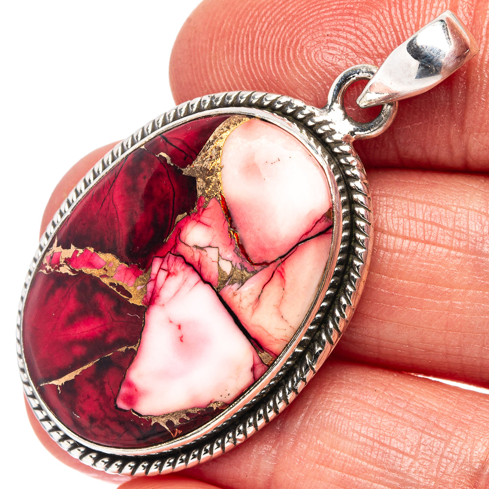 Red Dahlia Mohave Turquoise Pendant 1 5/8" (.925 Sterling Silver)
