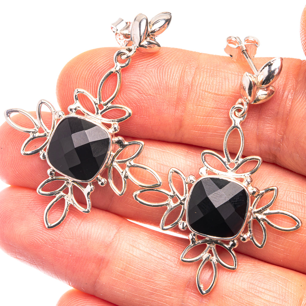 Premium Black Onyx Earrings 1 3/4" (925 Sterling Silver) E432353