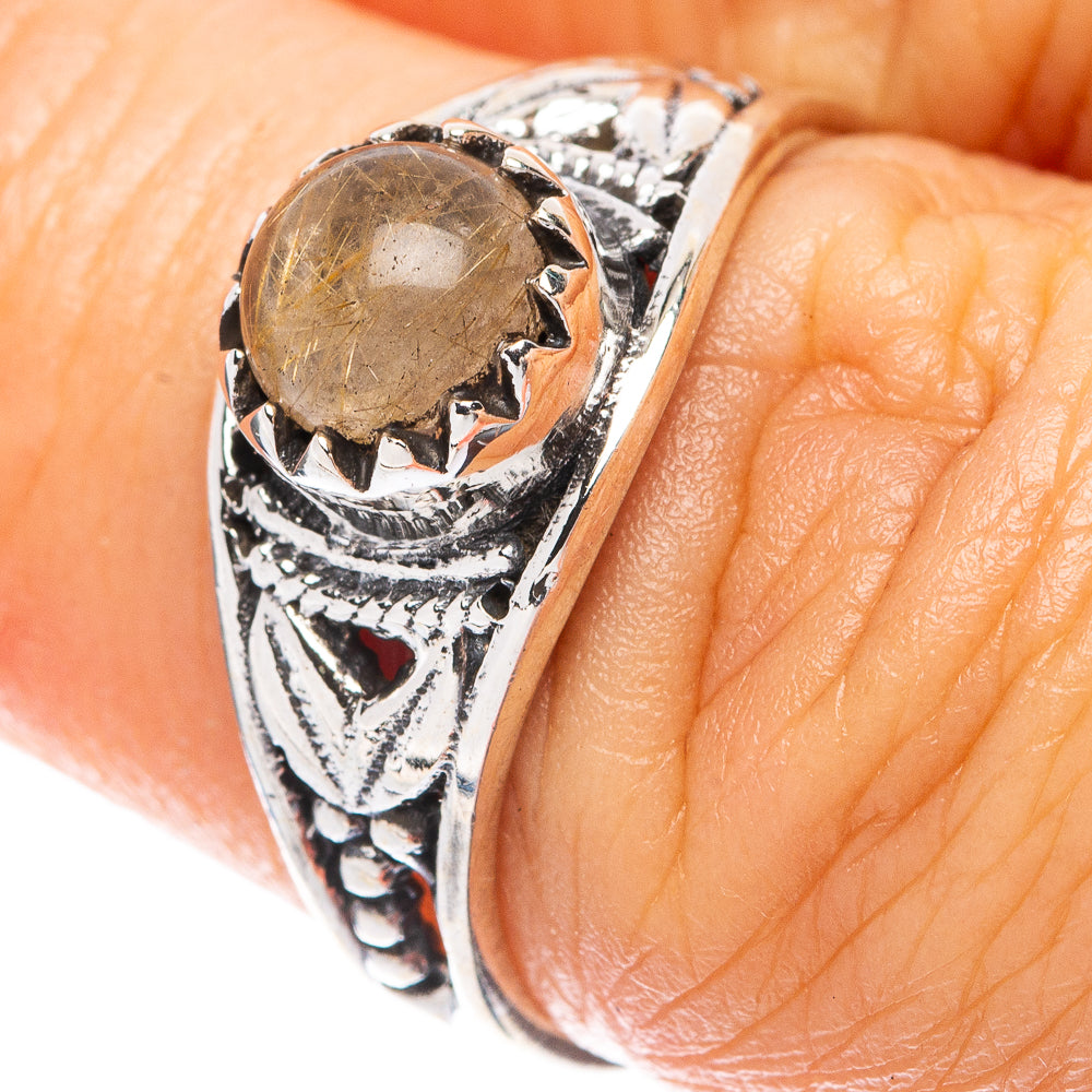 Rutilated Quartz Dainty Ring Size 6.5 (925 Sterling Silver) R5908