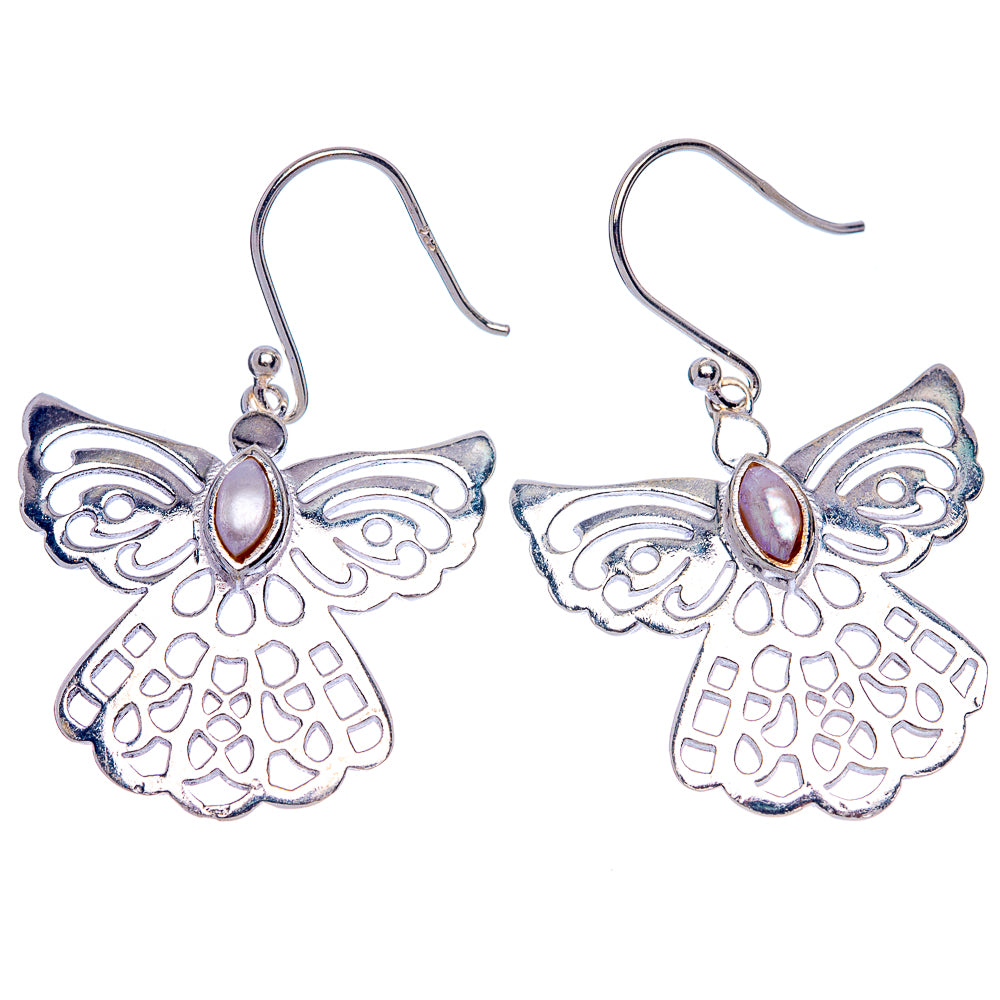 Cultured Pearl Angel Earrings 1 5/8" (925 Sterling Silver) E433381