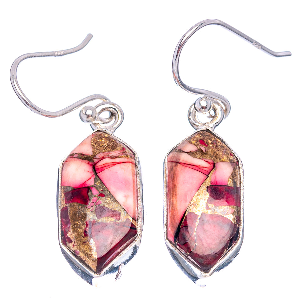 Red Dahlia Mohave Turquoise Earrings 1 3/8" (.925 Sterling Silver)