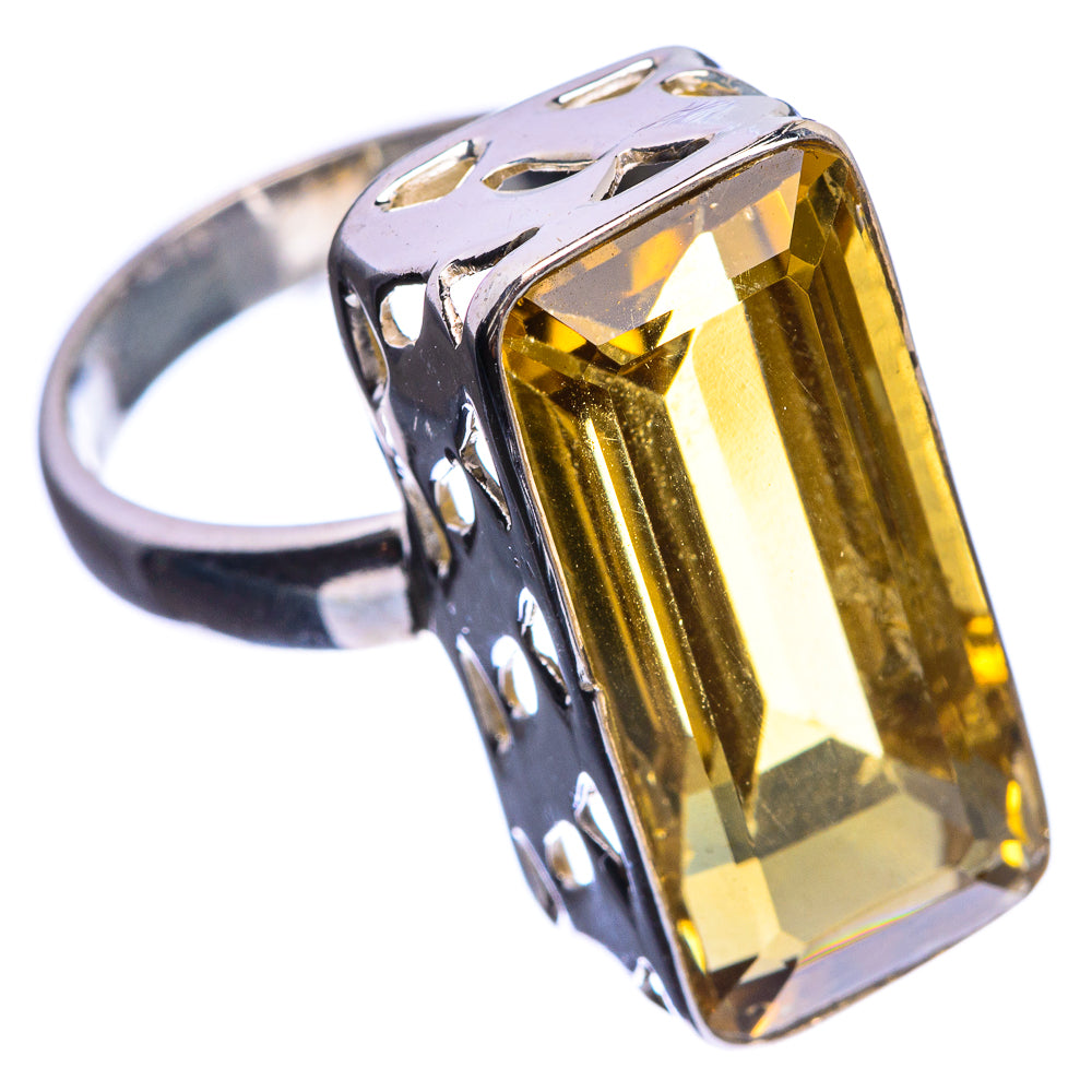 Faceted Citrine 925 Sterling Silver Ring Size 7.5