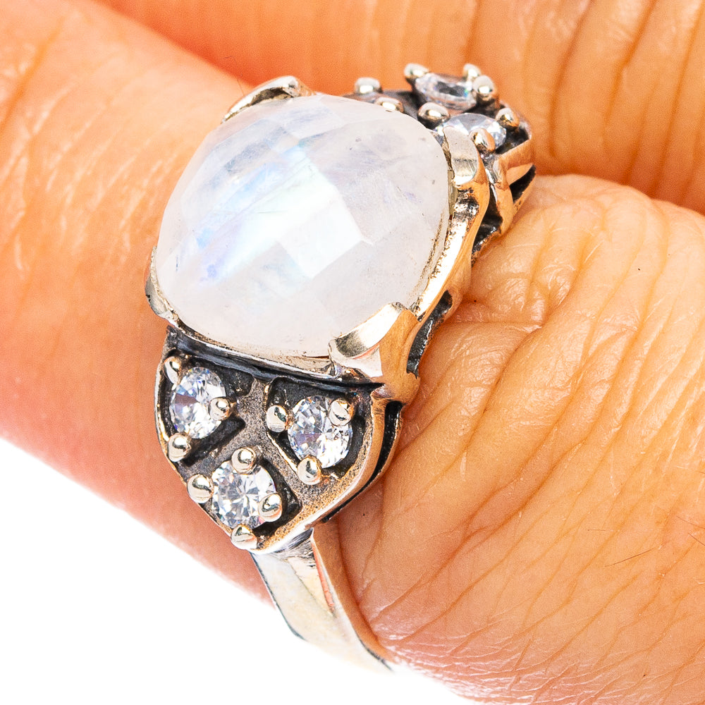 Rainbow Moonstone Ring Size 7 (925 Sterling Silver) R4740