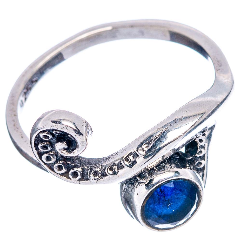 Blue Quartz Wave Dainty Ring Size 5.5 (.925 Sterling Silver)