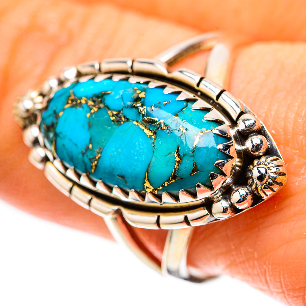 Blue Copper Composite Turquoise 925 Sterling Silver Ring Size 9.25 (925 Sterling Silver) RING139552