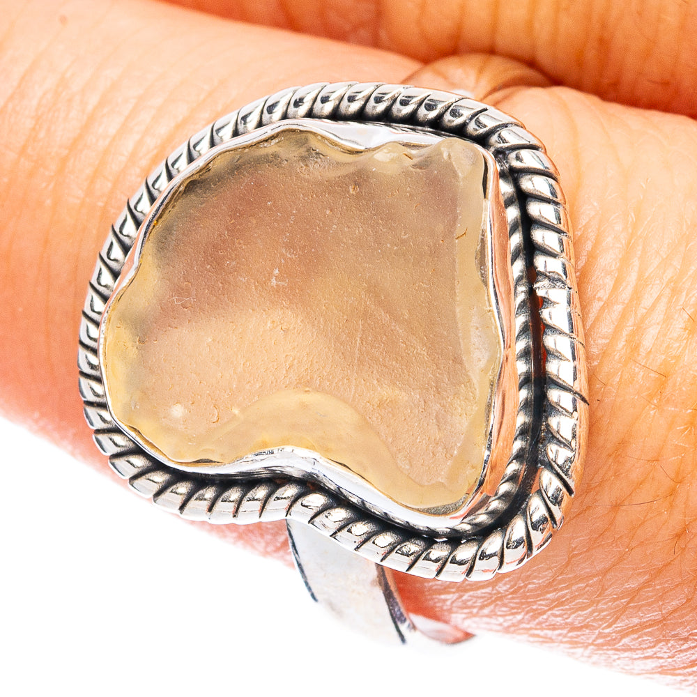 Natural Libyan Desert Glass  Ring Size 9 (925 Sterling Silver) R4875
