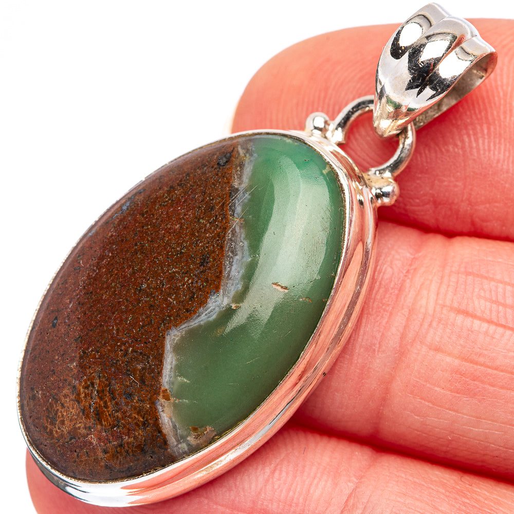 Boulder Chrysoprase Pendant 1 5/8" (.925 Sterling Silver)
