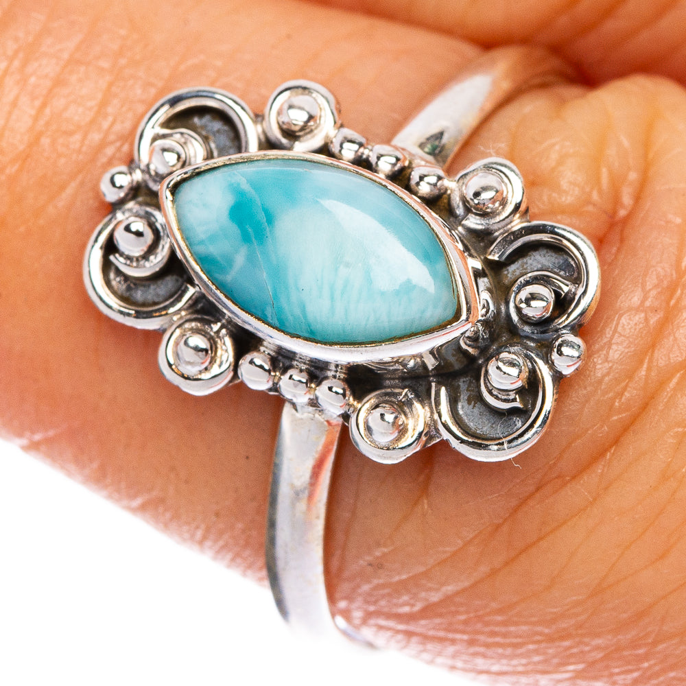 Larimar Dainty Ring Size 7.75 (925 Sterling Silver) R1139