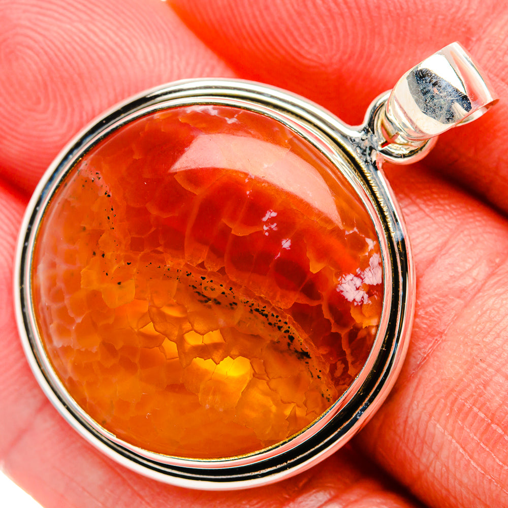 Fire Crab Agate Pendant 1 1/2" (925 Sterling Silver) PD38113
