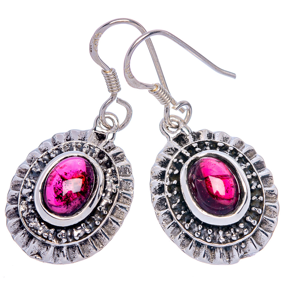 Garnet Earrings 1 3/8" (925 Sterling Silver) E433245