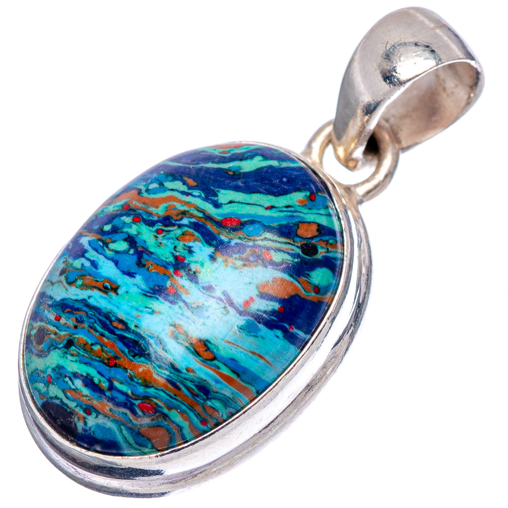 Rainbow Calsilica Pendant 1 1/8" (.925 Sterling Silver)