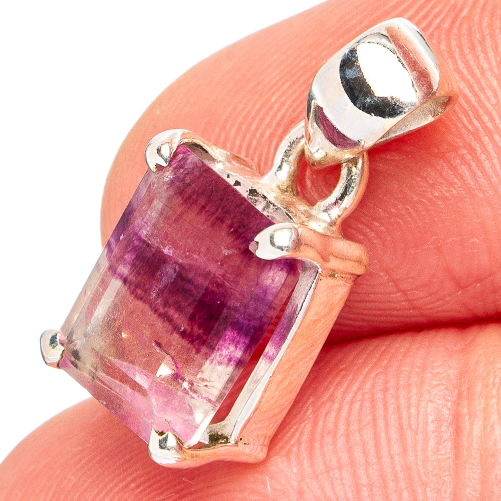 Purple Fluorite Pendant 3/4" (.925 Sterling Silver)