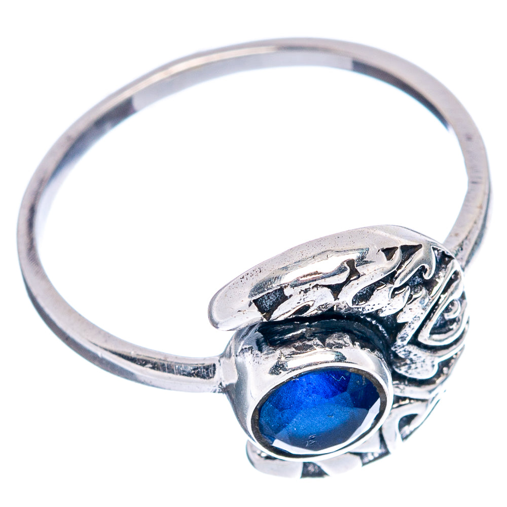 Blue Quartz Moon Dainty Ring Size 6.75 (.925 Sterling Silver)