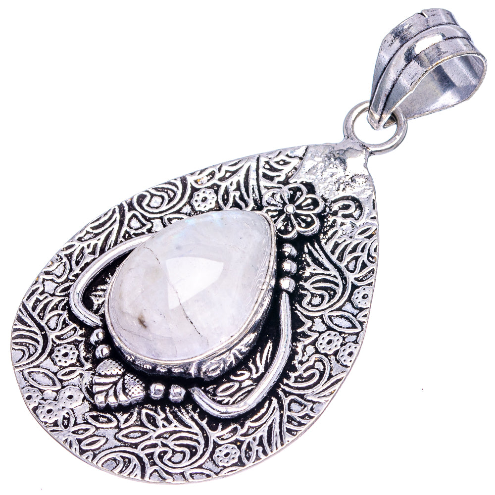 Rainbow Moonstone Pendant 2 1/8" (German Silver)