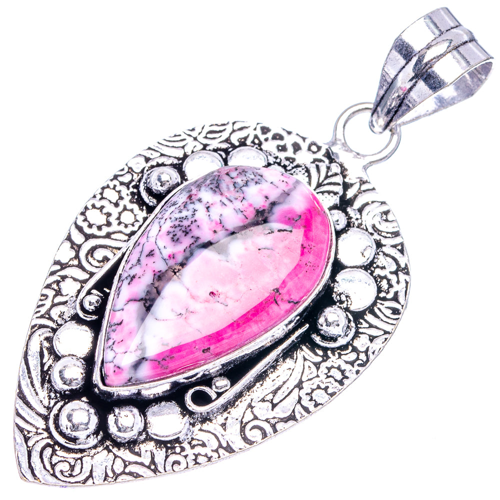 Pink Dendritic Opal Pendant 2 1/4" (German Silver)