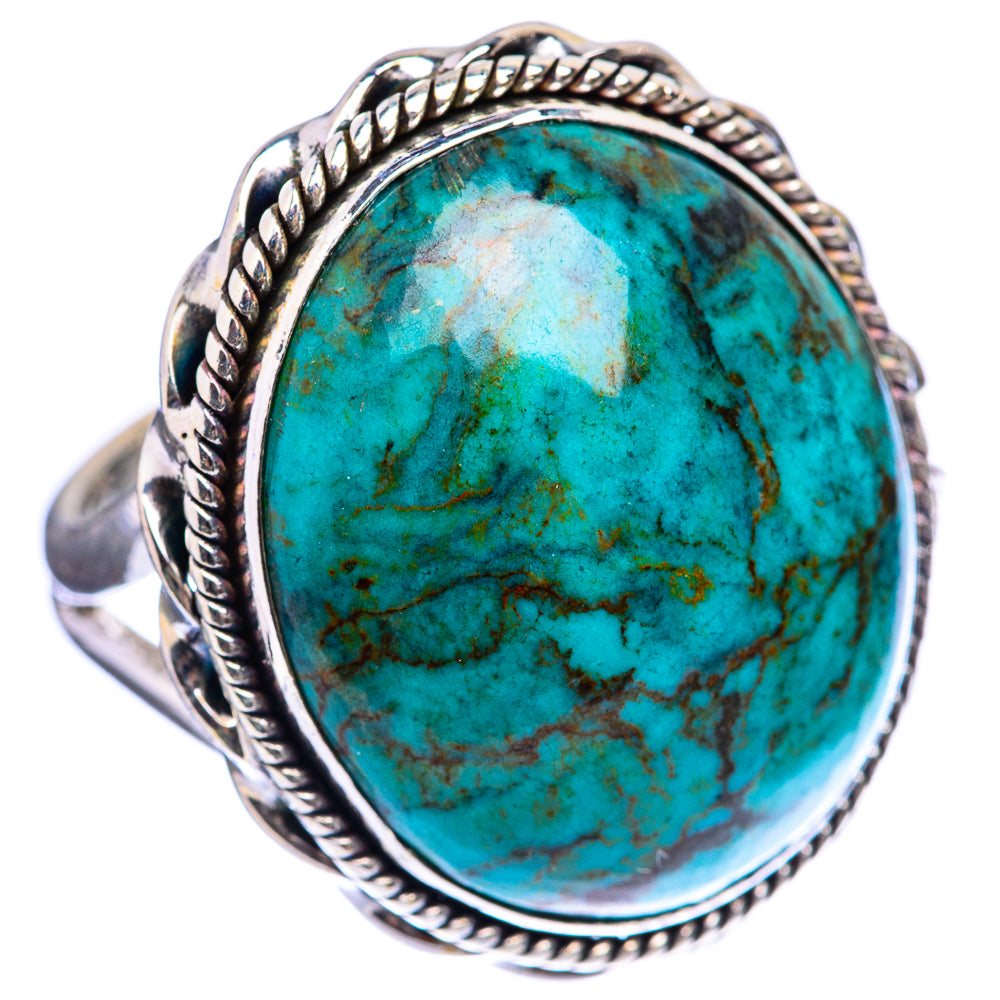 Large Tibetan Turquoise Ring Size 8 (925 Sterling Silver) R142867