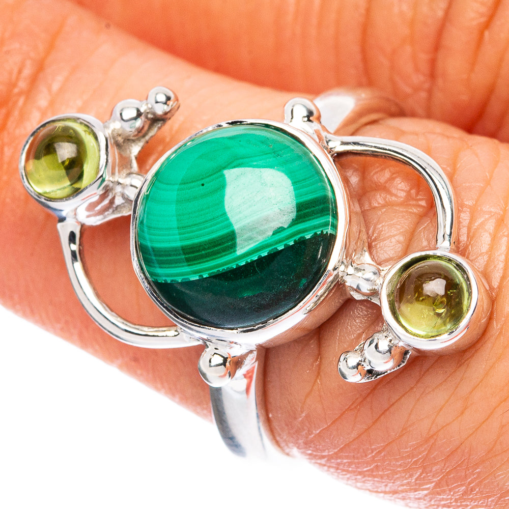 Premium Malachite, Peridot 925 Sterling Silver Ring Size 6.75 Ana Co R3624