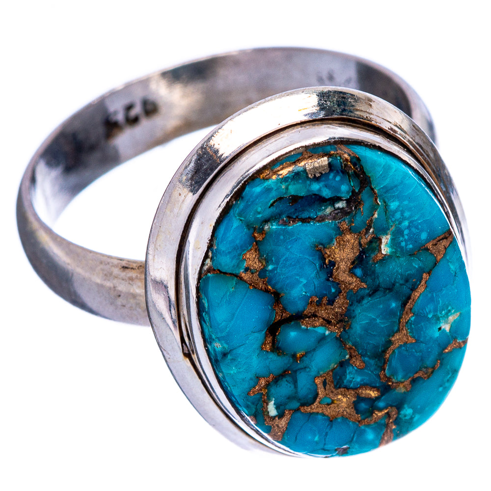 Blue Copper Composite Turquoise Ring Size 7.25 (925 Sterling Silver) R146532
