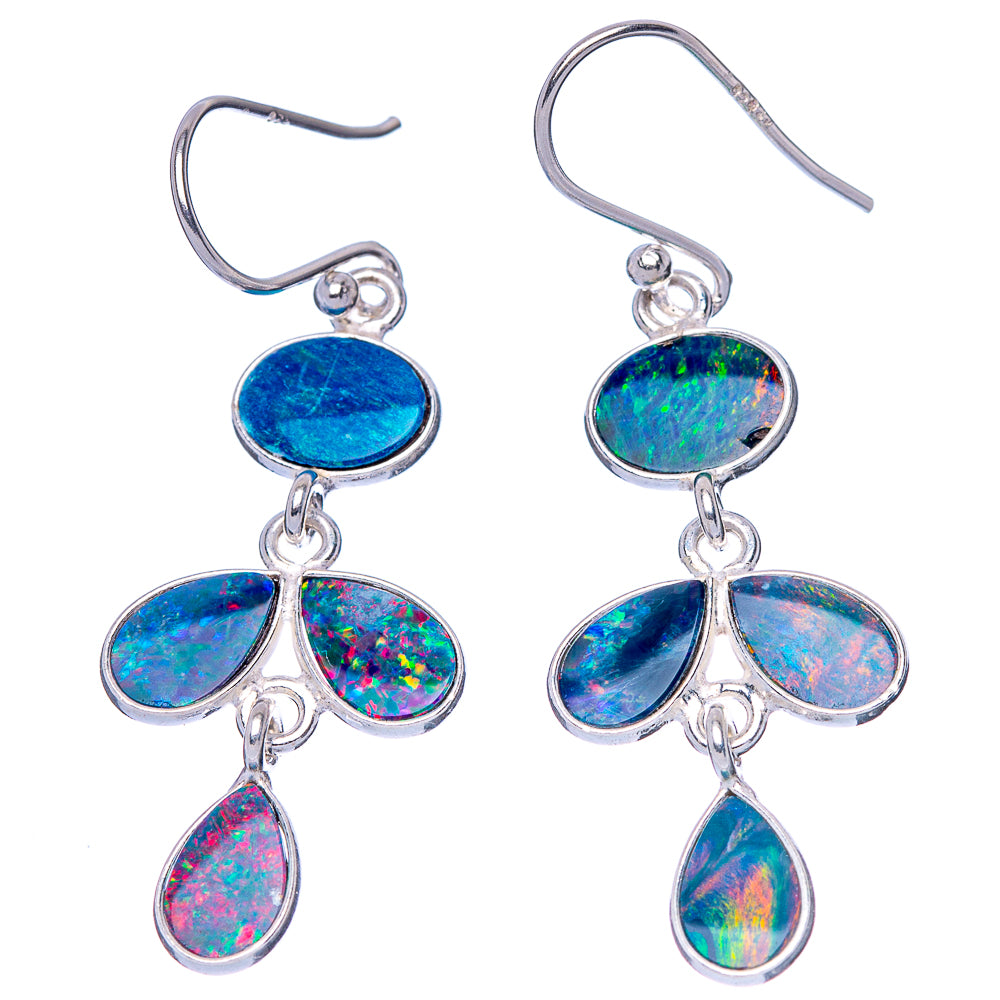 Rare Doublet Opal Earrings 1 3/4" (925 Sterling Silver) E1653