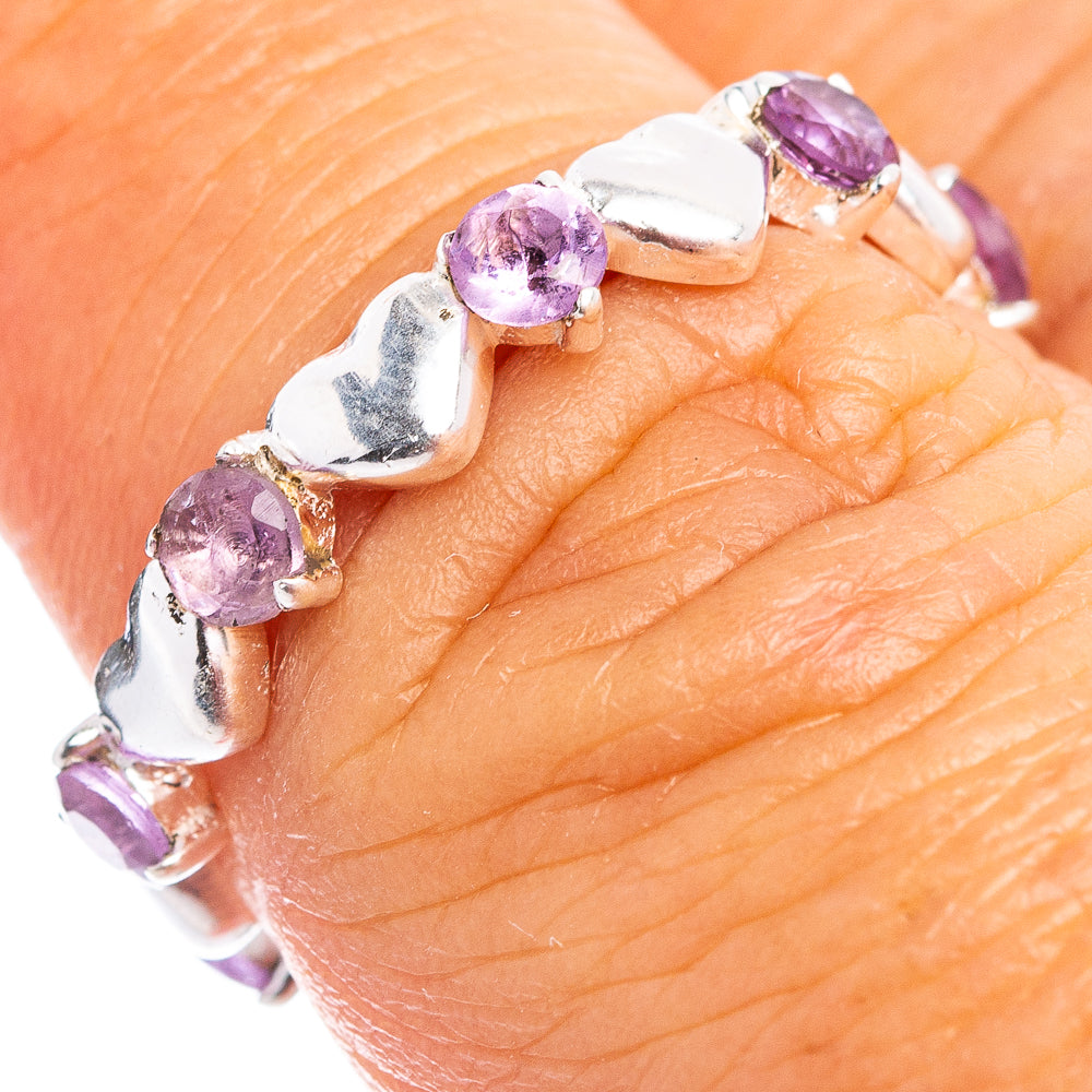 Amethyst Heart Dainty Ring Size 6.75 (.925 Sterling Silver)