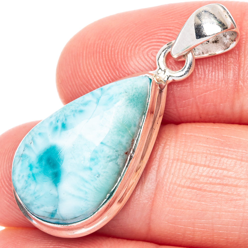 Larimar 925 Sterling Silver Pendant 1 3/8" (925 Sterling Silver) P41885