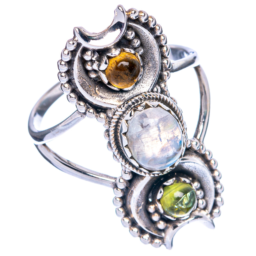 Rainbow Moonstone, Citrine, Peridot Ring Size 9 (925 Sterling Silver) R144463