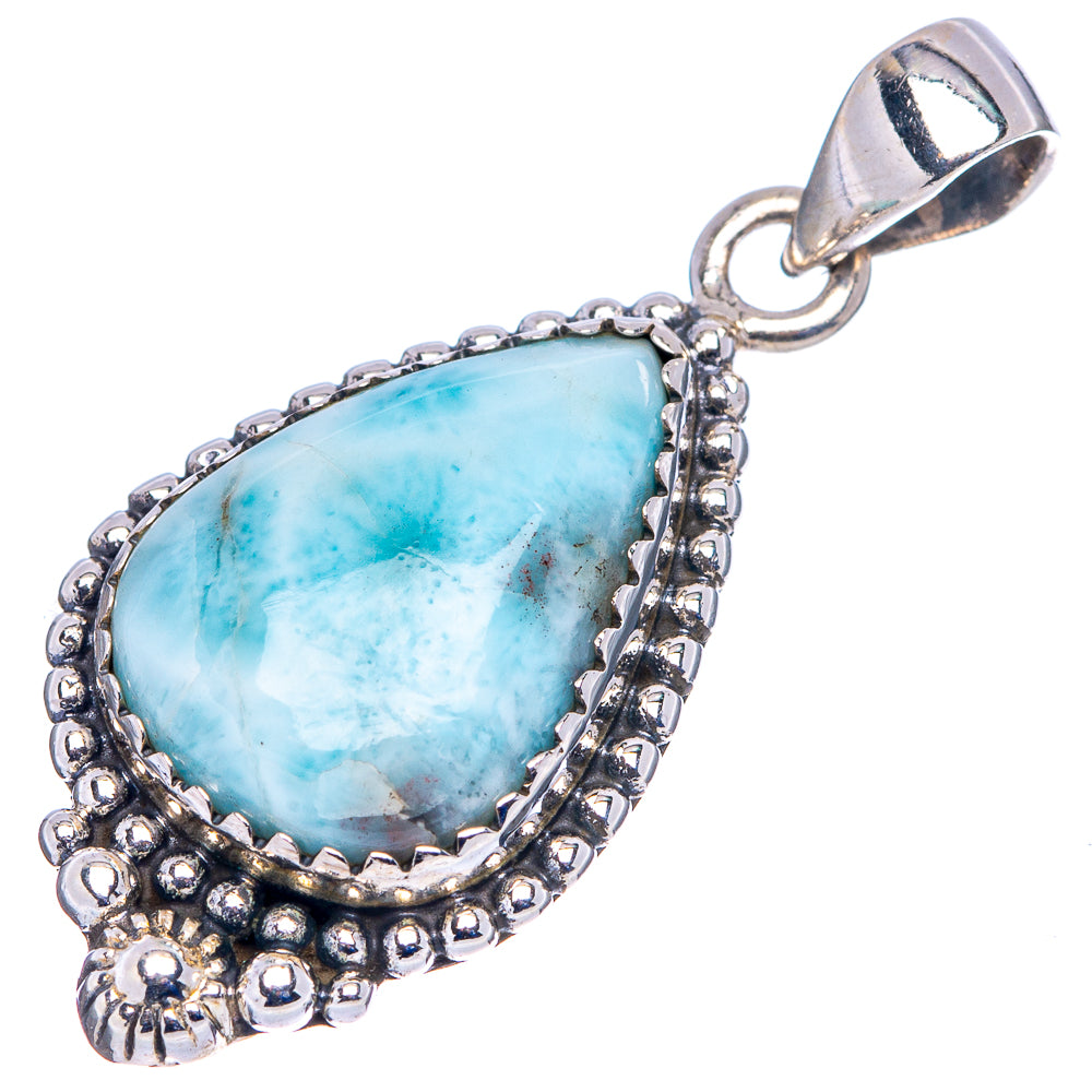 Rare Larimar Pendant 1 3/8" (.925 Sterling Silver)