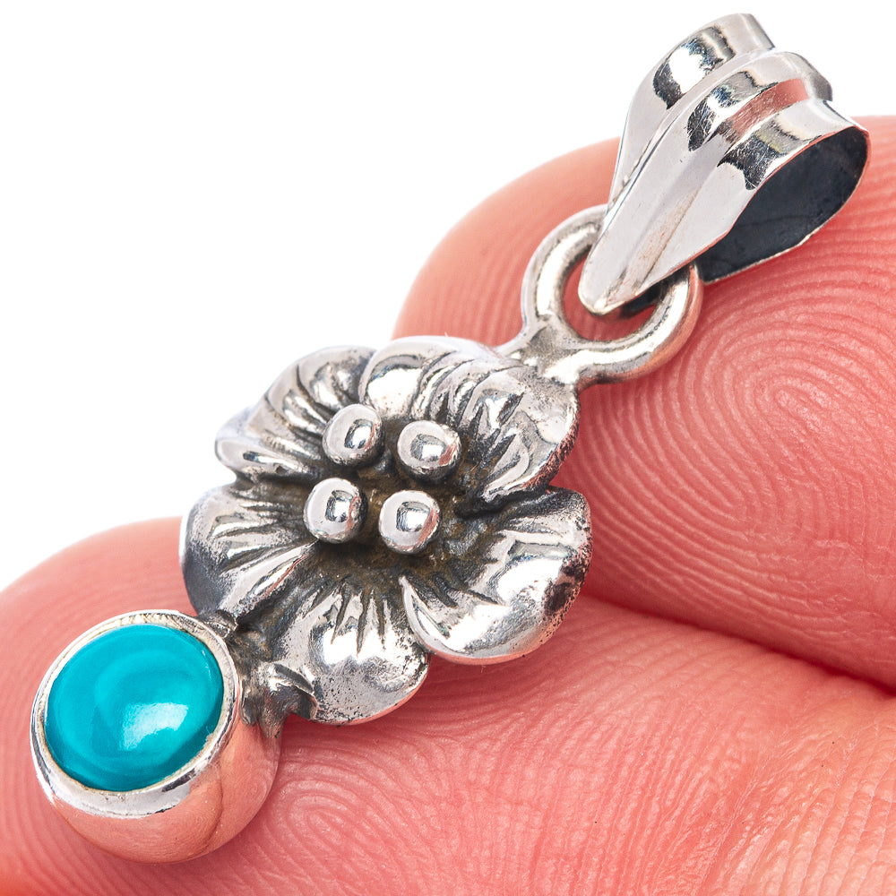 Sleeping Beauty Turquoise Dainty Pendant 1 1/8" (925 Sterling Silver) P39889