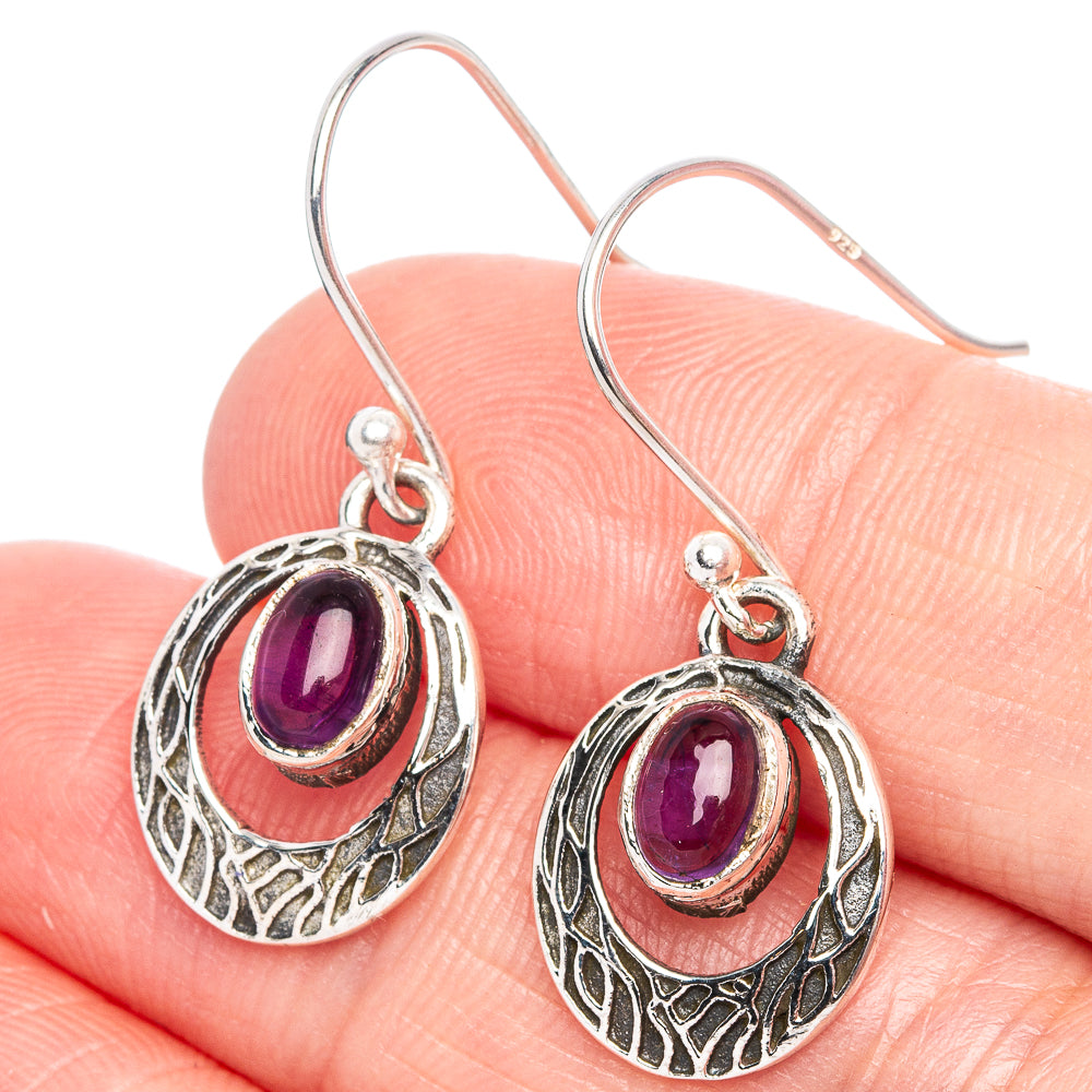 Amethyst Earrings 1 1/4" (925 Sterling Silver) E433276
